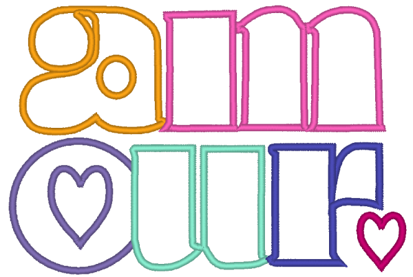 Pack broderie machine "amour" – Broderie pleine + appliqué – Motif rétro à broder – Image 2