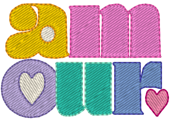 Pack broderie machine "amour" – Broderie pleine + appliqué – Motif rétro à broder – Image 5
