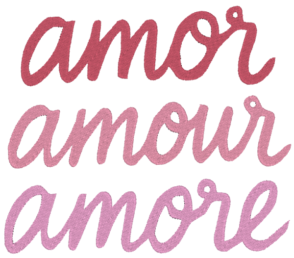 Motif broderie machine "Amor - Amour - Amore"