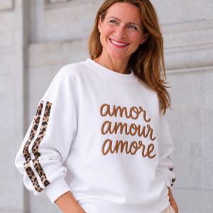 Sweat Amor blanc - léopard - taille M